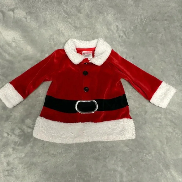 Baby Mode - long sleeve velour santa top/shirt/sweater. Size 3-6 months - Picture 1 of 3